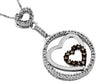 ESTATE .21CT WHITE & MOCHA DIAMOND 14KT WHITE GOLD TRIPLE HEART FLOATING PENDANT