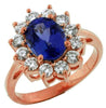 3.0CT DIAMOND & AAA TANZANITE 14KT ROSE GOLD OVAL & ROUND FLOWER ENGAGEMENT RING