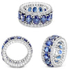 WIDE 13.43CT DIAMOND & AAA SAPPHIRE PLATINUM 3D OVAL & ROUND 3 ROW ETERNITY RING