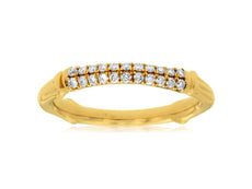 0.20CT DIAMOND 14KT YELLOW GOLD 3D CLASSIC 2 ROW BAMBOO WEDDING ANNIVERSARY RING
