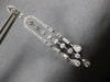 LONG 1.25CT DIAMOND 14KT WHITE GOLD ROUND & BAGUETTE HORSESHOE HANGING EARRINGS