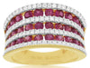 WIDE 2.63CT DIAMOND & AAA RUBY 14KT YELLOW GOLD SEMI ETERNITY ANNIVERSARY RING