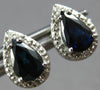 1.12CT DIAMOND & SAPPHIRE 14KT WHITE GOLD PEAR SHAPE & ROUND HALO STUD EARRINGS