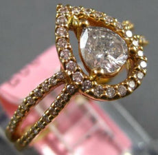 .67CT DIAMOND 18K YELLOW GOLD 3D CLASSIC ROUND & PEAR SHAPE HALO ENGAGEMENT RING