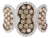 2.54CT WHITE & MOCHA DIAMOND 14K WHITE GOLD PAST PRESENT FUTURE CLUSTER FUN RING