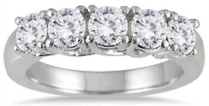 2.0CT DIAMOND 14KT WHITE GOLD 3D ROUND 5 STONE LUCIDA WEDDING ANNIVERSARY RING