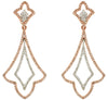 1.23CT DIAMOND 14K WHITE & ROSE GOLD ROUND FLORAL TEAR DROP FUN HANGING EARRINGS