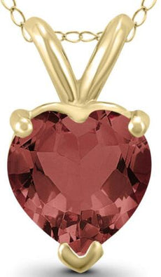 1.1CT AAA GARNET 14KT YELLOW GOLD 3D HEART SHAPE CLASSIC SOLITAIRE LOVE PENDANT