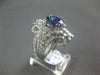 ESTATE LARGE 7CT DIAMOND & AAA SAPPHIRE 18K WHITE GOLD OVAL FLOWER COCKTAIL RING