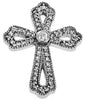 .41CT DIAMOND 14K WHITE GOLD 3D OPEN FILIGREE PAVE FLORAL CROSS FLOATING PENDANT