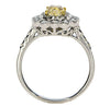 1.51CT WHITE & FANCY YELLOW DIAMOND 18KT TWO TONE GOLD 3D FLOWER ENGAGEMENT RING