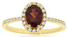 1.07CT DIAMOND & AAA GARNET 14K YELLOW GOLD 3D OVAL & ROUND HALO FRIENDSHIP RING