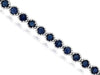 ESTATE 6.75CT AAA SAPPHIRE 14KT WHITE GOLD 3D ROUND CLASSIC TENNIS BRACELET
