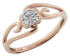 ESTATE .09CT DIAMOND 14KT WHITE & ROSE GOLD CLASSIC CRISS CROSS FLOWER FUN RING