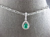 .92CT DIAMOND & AAA EMERALD 14K WHITE GOLD 3D PEAR SHAPE & ROUND CLASSIC PENDANT