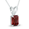 .85CT AAA GARNET 14KT WHITE GOLD CLASSIC EMERALD CUT SOLITAIRE FLOATING PENDANT
