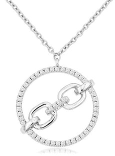 ESTATE .14CT DIAMOND 14KT WHITE GOLD ROUND CIRCLE OF LIFE LOVE KNOT FUN NECKLACE