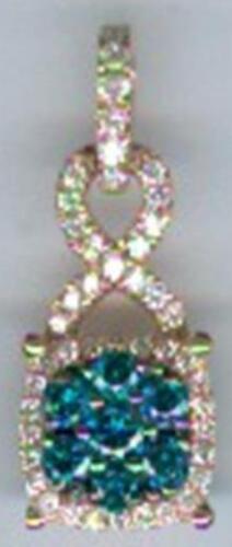 .52CT WHITE & BLUE DIAMOND 14KT ROSE GOLD 3D SQUARE HALO INFINITY LOVE PENDANT