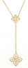 .31CT DIAMOND 14KT YELLOW GOLD 3D CLASSIC DOUBLE FLOWER LARIAT FUN LOVE NECKLACE