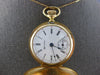ANTIQUE .06CT DIAMOND 14KT YELLOW GOLD HAMPDEN ROUND POCKET WATCH/NECKLACE 28096