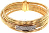 LARGE .65CT DIAMOND 18KT 2 TONE GOLD MULTI ROW CRISS CROSS SNAKE BANGLE BRACELET