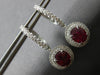 4.83CT DIAMOND & AAA RUBY 18KT WHITE GOLD 3D OVAL DOUBLE HALO HANGING EARRINGS