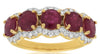 Estate 2.8Ct Diamond & AAA Ruby 14Kt Yellow Gold 3D Round 5 Stone Halo Anniversary Ring