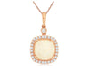 1.58CT DIAMOND & AAA OPAL 14KT ROSE GOLD CUSHION HALO FILIGREE FLOATING PENDANT