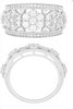 ESTATE 1.0CT DIAMOND 14KT WHITE GOLD 3D ROUND MULTI FLOWER ANNIVERSARY RING