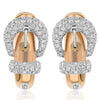 LARGE .84CT DIAMOND 18KT WHITE & ROSE GOLD 3D BELT FUN CLIP ON HANGING EARRINGS
