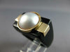 ESTATE AAA ONYX & PEARL 14KT YELLOW GOLD 3D SQUARE HANDCRAFTED FUN RING #27592