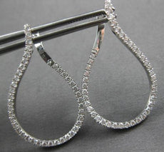 ESTATE LARGE 1.25CT DIAMOND 18KT WHITE GOLD TEAR DROP SIDEWAYS HANGING EARRINGS