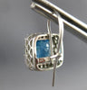 LARGE 6.62CT DIAMOND & AAA BLUE TOPAZ 14KT WHITE GOLD LEVERBACK HANGING EARRINGS