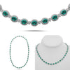 17.61CT DIAMOND & AAA EMERALD 18K WHITE GOLD OVAL & ROUND HALO ETERNITY NECKLACE