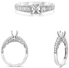 .45CT DIAMOND 14K WHITE GOLD ROUND 4 PRONG GRADUATING SEMI MOUNT ENGAGEMENT RING