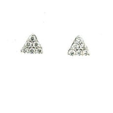 .63CT DIAMOND 18KT WHITE GOLD 3D CLUSTER TRIANGULAR TRILLION SHAPE STUD EARRINGS