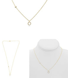 .09CT DIAMOND 14KT YELLOW GOLD 3D INITIAL O SOLITAIRE BY THE YARD FUN NECKLACE