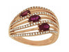 WIDE 1.04CT DIAMOND & AAA RUBY 14KT ROSE GOLD MULTI ROW 3 STONE ANNIVERSARY RING