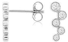 ESTATE .33CT DIAMOND 14KT WHITE GOLD CLASSIC 5 STONE BEZEL FUN HANGING EARRINGS
