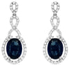 2.42CT DIAMOND & AAA SAPPHIRE 14KT WHITE GOLD 3D OVAL & ROUND HANGING EARRINGS