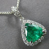 1.58CT DIAMOND & AAA EMERALD 14K WHITE GOLD 3D TRILLION & ROUND FLOATING PENDANT