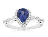 1.35CT DIAMOND & AAA TANZANITE 14KT WHITE GOLD PEAR SHAPE HALO FRIENDSHIP RING