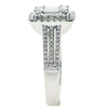 LARGE .95CT DIAMOND 18KT WHITE GOLD 3D ROUND & BAGUETTE SQUARE CLUSTER LOVE RING