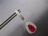 LARGE 5.46CT DIAMOND AAA RUBY 14KT WHITE GOLD PEAR SHAPE HUGGIE HANGING EARRINGS