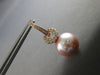 LARGE .57CT DIAMOND & AAA PINK SOUTH SEA PEARL 18K ROSE GOLD 3D HANGING EARRINGS