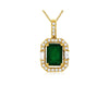 1.87CT DIAMOND & AAA EMERALD 14KT YELLOW GOLD ROUND & BAGUETTE OCTAGON PENDANT