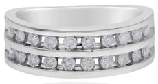 .58CT DIAMOND 14KT WHITE GOLD ROUND CHANNEL 2 ROW SEMI ETERNITY ANNIVERSARY RING