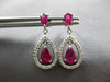 1.50CT DIAMOND & AAA RUBY 14KT WHITE GOLD 3D PEAR SHAPE & ROUND HANGING EARRINGS