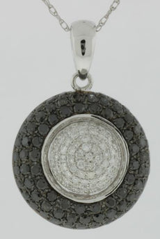 1.48CT WHITE & BLACK DIAMOND 14KT WHITE GOLD MULTI CIRCULAR FUN FLOATING PENDANT
