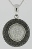 1.48CT WHITE & BLACK DIAMOND 14KT WHITE GOLD MULTI CIRCULAR FUN FLOATING PENDANT